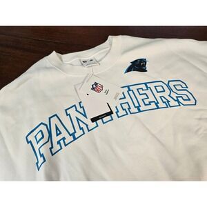 Nike Carolina Panthers NFL Oversized Sweatshirt White Blue Womens Large NWT